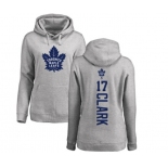 NHL Women Adidas Toronto Maple Leafs #17 Wendel Clark Ash Backer Pullover Hoodie