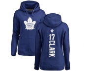 NHL Women Adidas Toronto Maple Leafs #17 Wendel Clark Royal Blue Backer Pullover Hoodie