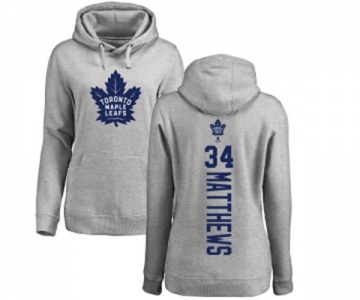 NHL Women Adidas Toronto Maple Leafs #34 Auston Matthews Ash Backer Pullover Hoodie