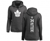 NHL Women Adidas Toronto Maple Leafs #34 Auston Matthews Charcoal One Color Backer Pullover Hoodie