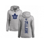 NHL Women Adidas Toronto Maple Leafs #78 Timothy Liljegren Ash Backer Pullover Hoodie