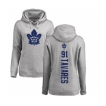 NHL Women Adidas Toronto Maple Leafs #91 John Tavares Ash Backer Pullover Hoodie