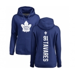 NHL Women Adidas Toronto Maple Leafs #91 John Tavares Royal Blue Backer Pullover Hoodie