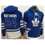 Toronto Maple Leafs #34 Auston Matthews Blue Name & Number Pullover NHL Hoodie