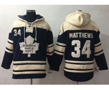 Toronto Maple Leafs #34 Auston Matthews Blue Sawyer Hooded Sweatshirt Stitched NHL Jersey