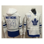 Toronto Maple Leafs #34 Auston Matthews White Name & Number Pullover NHL Hoodie