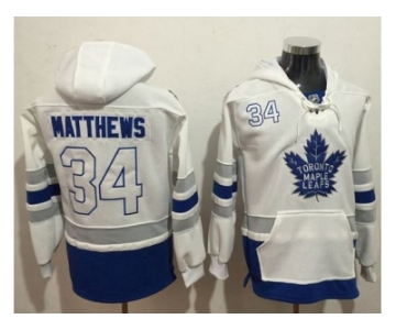 Toronto Maple Leafs #34 Auston Matthews White Name & Number Pullover NHL Hoodie