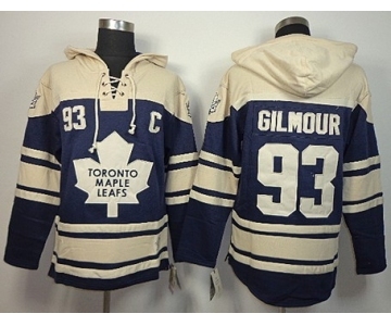 nhl jerseys toronto maple leafs #93 gilmour blue-cream[pullover hooded sweatshirt][patch C]