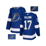 Men Adidas Tampa Bay Lightning #17 Alex Killorn Blue Home Authentic Fashion Gold Stitched NHL Jersey