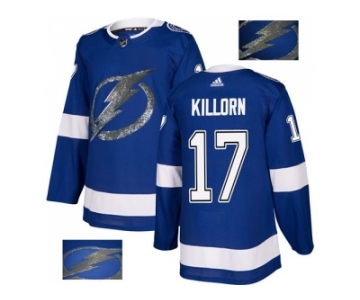 Men Adidas Tampa Bay Lightning #17 Alex Killorn Blue Home Authentic Fashion Gold Stitched NHL Jersey