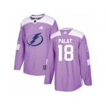 Men Adidas Tampa Bay Lightning #18 Ondrej Palat Purple Authentic Fights Cancer Stitched NHL Jersey