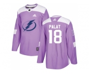 Men Adidas Tampa Bay Lightning #18 Ondrej Palat Purple Authentic Fights Cancer Stitched NHL Jersey