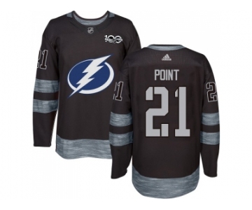 Men Adidas Tampa Bay Lightning #21 Brayden Point Black 1917-2017 100th Anniversary Stitched NHL Jersey