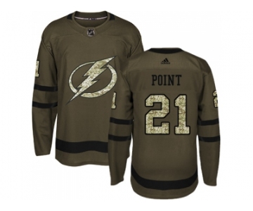 Men Adidas Tampa Bay Lightning #21 Brayden Point Green Salute to Service Stitched NHL Jersey