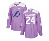 Men Adidas Tampa Bay Lightning #24 Ryan Callahan Purple Authentic Fights Cancer Stitched NHL Jersey