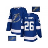 Men Adidas Tampa Bay Lightning #26 Martin St. Louis Blue Home Authentic Fashion Gold Stitched NHL Jersey