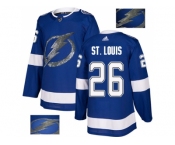 Men Adidas Tampa Bay Lightning #26 Martin St. Louis Blue Home Authentic Fashion Gold Stitched NHL Jersey