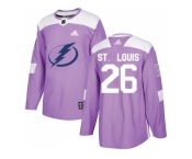 Men Adidas Tampa Bay Lightning #26 Martin St. Louis Purple Authentic Fights Cancer Stitched NHL Jersey