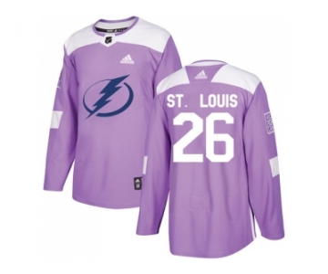 Men Adidas Tampa Bay Lightning #26 Martin St. Louis Purple Authentic Fights Cancer Stitched NHL Jersey