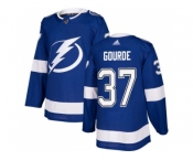 Men Adidas Tampa Bay Lightning #37 Yanni Gourde Blue Home Authentic Stitched NHL Jersey