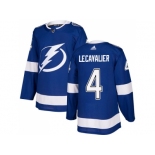 Men Adidas Tampa Bay Lightning #4 Vincent Lecavalier Blue Home Authentic Stitched NHL Jerse