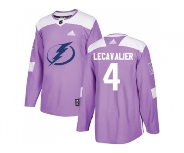 Men Adidas Tampa Bay Lightning #4 Vincent Lecavalier Purple Authentic Fights Cancer Stitched NHL Jersey