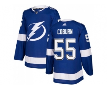 Men Adidas Tampa Bay Lightning #55 Braydon Coburn Blue Home Authentic Stitched NHL Jersey