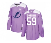 Men Adidas Tampa Bay Lightning #59 Jake Dotchin Purple Authentic Fights Cancer Stitched NHL Jersey