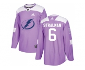 Men Adidas Tampa Bay Lightning #6 Anton Stralman Purple Authentic Fights Cancer Stitched NHL Jersey