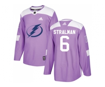 Men Adidas Tampa Bay Lightning #6 Anton Stralman Purple Authentic Fights Cancer Stitched NHL Jersey