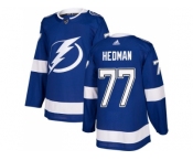 Men Adidas Tampa Bay Lightning #77 Victor Hedman Blue Home Authentic Stitched NHL Jersey