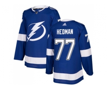 Men Adidas Tampa Bay Lightning #77 Victor Hedman Blue Home Authentic Stitched NHL Jersey