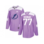 Men Adidas Tampa Bay Lightning #77 Victor Hedman Purple Authentic Fights Cancer Stitched NHL Jersey