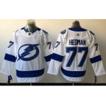 Men Adidas Tampa Bay Lightning #77 Victor Hedman White Road Authentic Stitched NHL Jersey