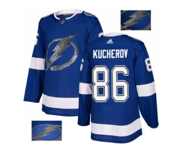 Men Adidas Tampa Bay Lightning #86 Nikita Kucherov Blue Home Authentic Fashion Gold Stitched NHL Jersey