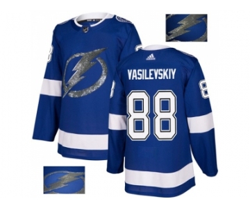 Men Adidas Tampa Bay Lightning #88 Andrei Vasilevskiy Blue Home Authentic Fashion Gold Stitched NHL Jersey