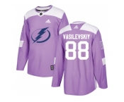 Men Adidas Tampa Bay Lightning #88 Andrei Vasilevskiy Purple Authentic Fights Cancer Stitched NHL Jersey