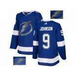 Men Adidas Tampa Bay Lightning #9 Tyler Johnson Blue Home Authentic Fashion Gold Stitched NHL Jersey