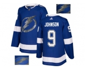 Men Adidas Tampa Bay Lightning #9 Tyler Johnson Blue Home Authentic Fashion Gold Stitched NHL Jersey