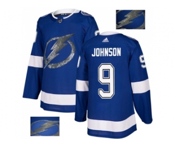 Men Adidas Tampa Bay Lightning #9 Tyler Johnson Blue Home Authentic Fashion Gold Stitched NHL Jersey