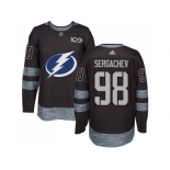 Men Adidas Tampa Bay Lightning #98 Mikhail Sergachev Black 1917-2017 100th Anniversary Stitched NHL Jersey