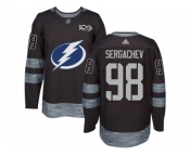 Men Adidas Tampa Bay Lightning #98 Mikhail Sergachev Black 1917-2017 100th Anniversary Stitched NHL Jersey