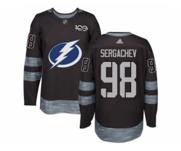 Men Adidas Tampa Bay Lightning #98 Mikhail Sergachev Black 1917-2017 100th Anniversary Stitched NHL Jersey