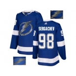 Men Adidas Tampa Bay Lightning #98 Mikhail Sergachev Blue Home Authentic Fashion Gold Stitched NHL Jersey