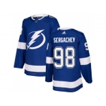 Men Adidas Tampa Bay Lightning #98 Mikhail Sergachev Blue Home Authentic Stitched NHL Jersey