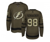 Men Adidas Tampa Bay Lightning #98 Mikhail Sergachev Green Salute to Service Stitched NHL Jersey