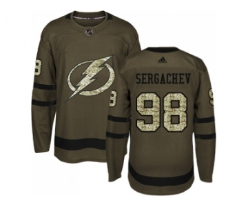 Men Adidas Tampa Bay Lightning #98 Mikhail Sergachev Green Salute to Service Stitched NHL Jersey