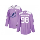 Men Adidas Tampa Bay Lightning #98 Mikhail Sergachev Purple Authentic Fights Cancer Stitched NHL Jersey