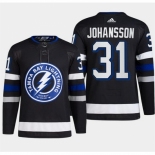 Men Tampa Bay Lightning #31 Jonas Johansson Black Alternate Premier Breakaway Stitched Jersey