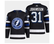 Men Tampa Bay Lightning #31 Jonas Johansson Black Alternate Premier Breakaway Stitched Jersey